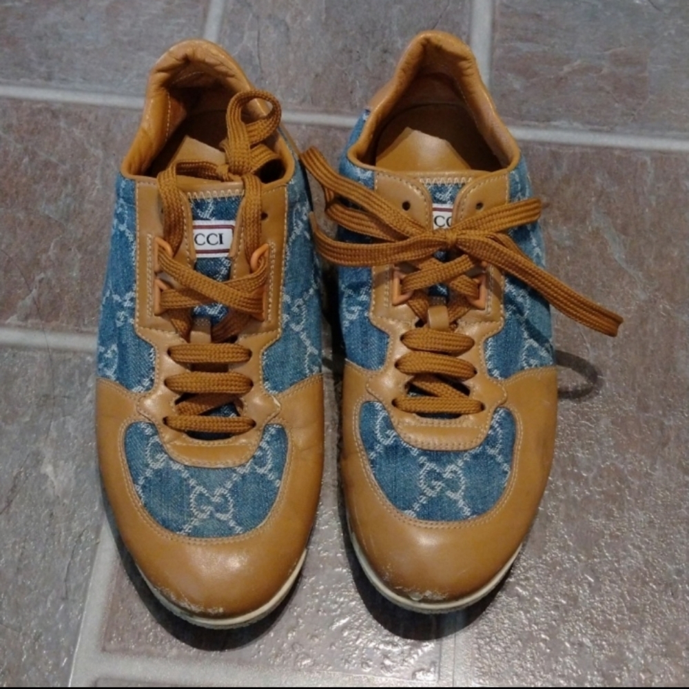 Gucci monogram denim sneakers size 38.5